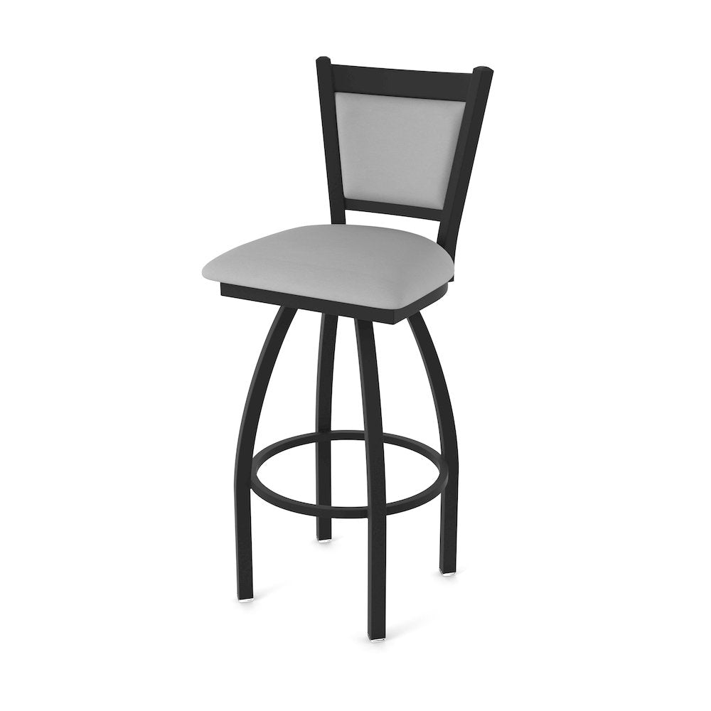 Swivel Counter Stool with Black Wrinkle Finish and Canter Folkstone Grey Seat