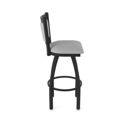 Swivel Counter Stool with Black Wrinkle Finish and Canter Folkstone Grey Seat
