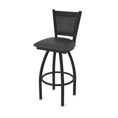 Swivel Counter Stool with Black Wrinkle Finish and Canter Iron Seat and Back
