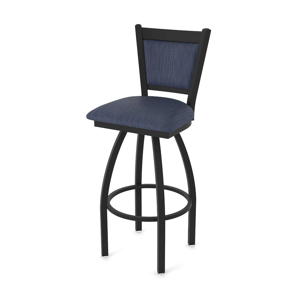 Swivel Counter Stool with Black Wrinkle Finish and Graph Anchor Seat and Back