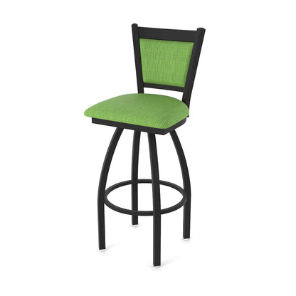 Swivel Counter Stool with Black Wrinkle Finish and Graph Parrot Seat and Back