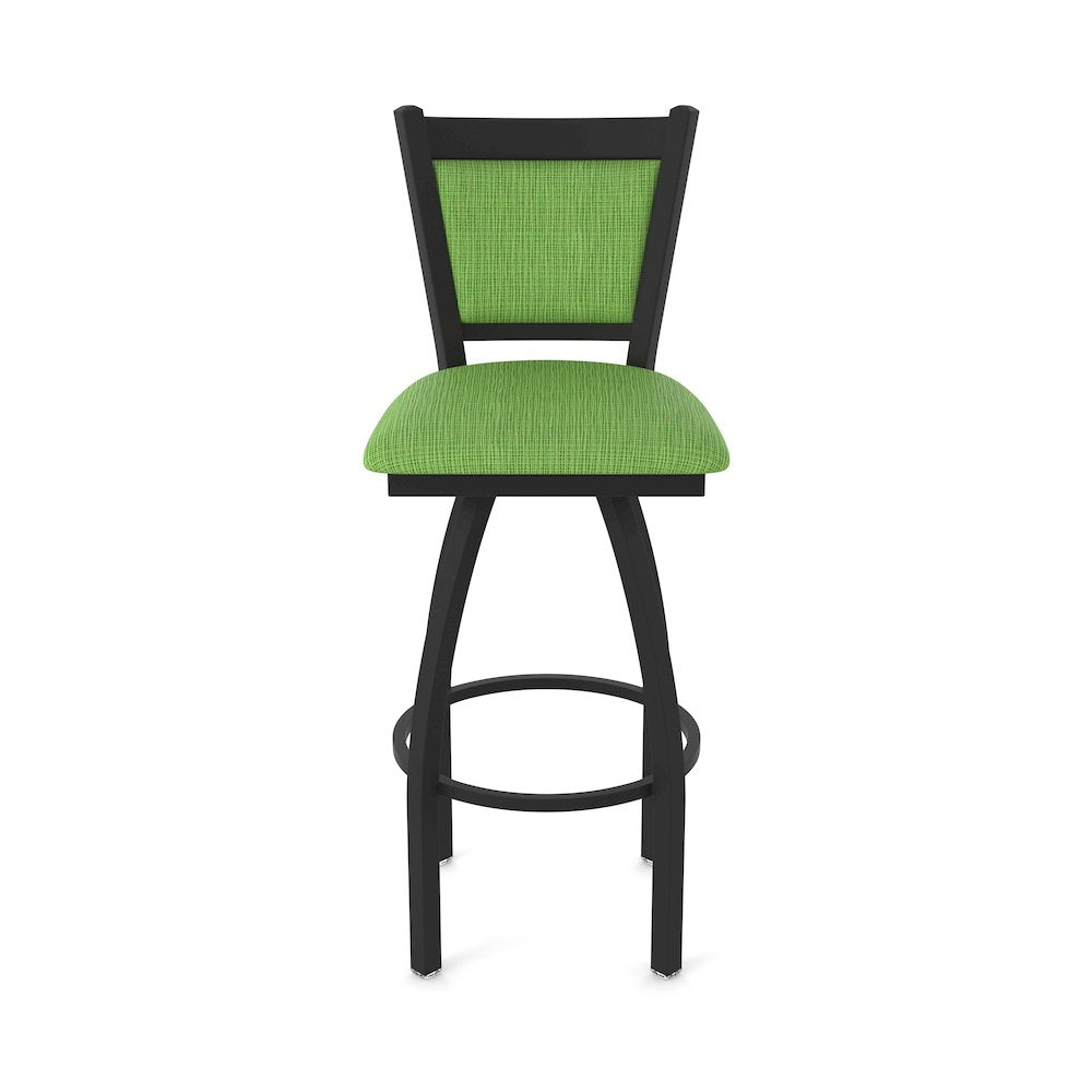 Swivel Counter Stool with Black Wrinkle Finish and Graph Parrot Seat and Back