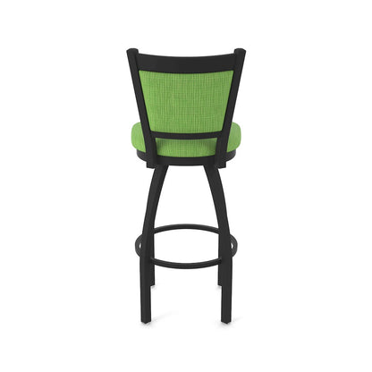 Swivel Counter Stool with Black Wrinkle Finish and Graph Parrot Seat and Back