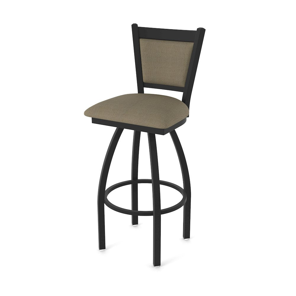 Swivel Counter Stool with Black Wrinkle Finish and Graph Cork Seat and Back