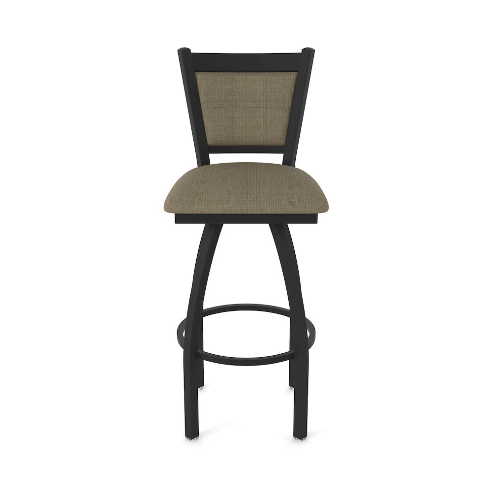 Swivel Counter Stool with Black Wrinkle Finish and Graph Cork Seat and Back
