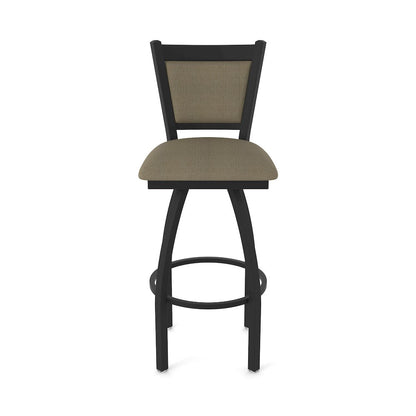 Swivel Counter Stool with Black Wrinkle Finish and Graph Cork Seat and Back