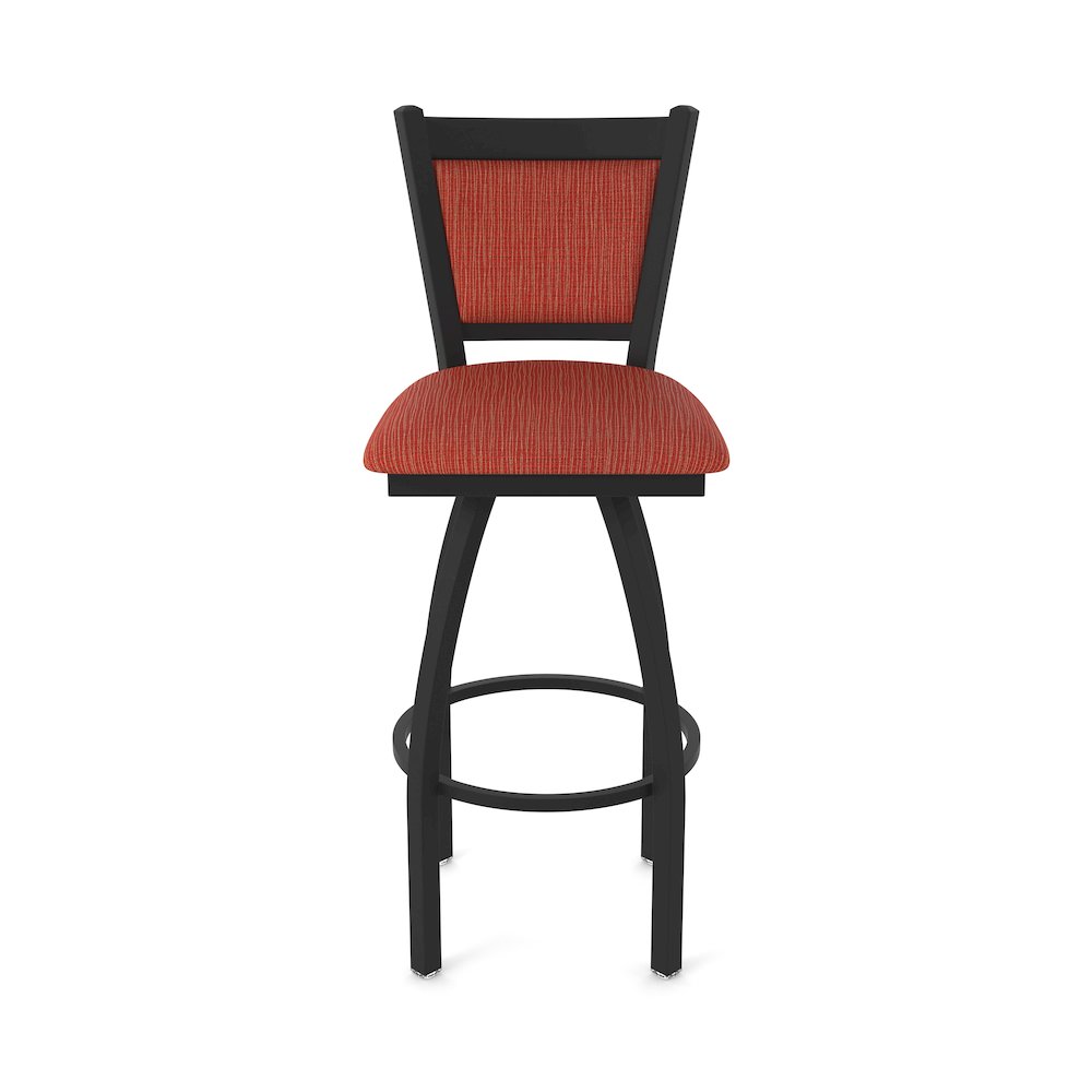 Swivel Counter Stool with Black Wrinkle Finish and Graph Poppy Seat and Back