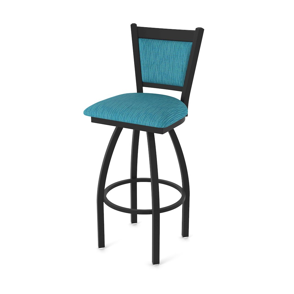 Swivel Counter Stool with Black Wrinkle Finish and Graph Tidal Seat and Back