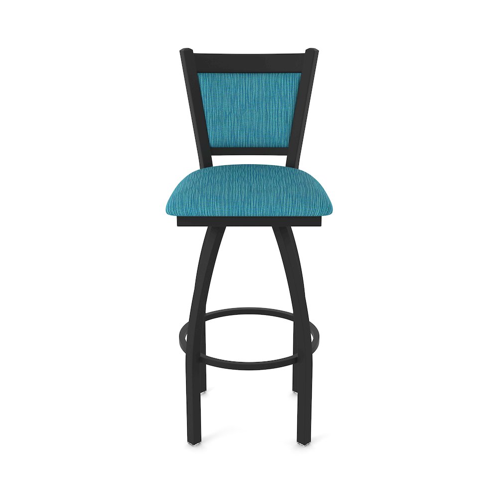 Swivel Counter Stool with Black Wrinkle Finish and Graph Tidal Seat and Back