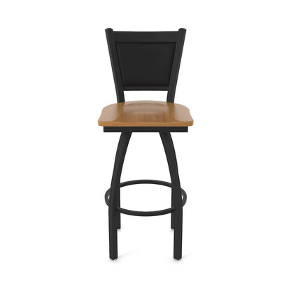 Swivel Counter Stool with Black Wrinkle Finish and Medium Maple Seat