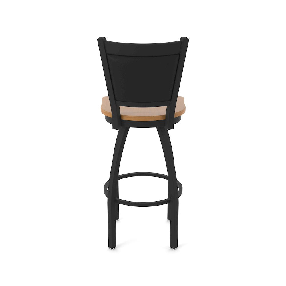 Swivel Counter Stool with Black Wrinkle Finish and Medium Maple Seat