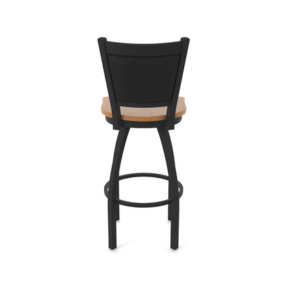 Swivel Counter Stool with Black Wrinkle Finish and Medium Maple Seat