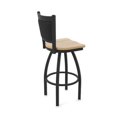 Swivel Counter Stool with Black Wrinkle Finish and Natural Maple Seat