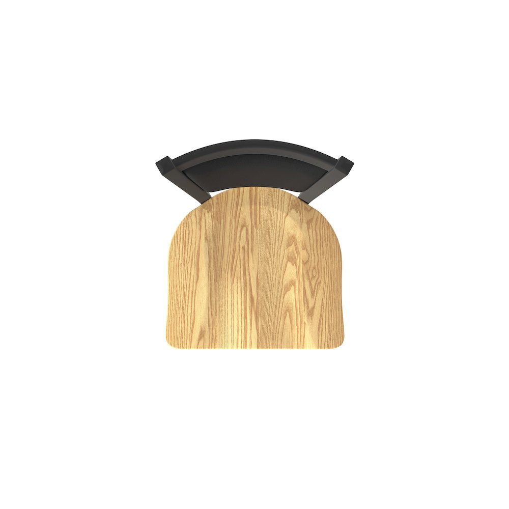 Swivel Counter Stool with Black Wrinkle Finish and Natural Oak Seat
