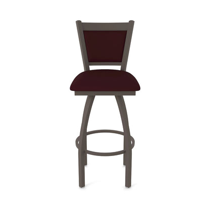 Swivel Counter Stool with Bronze Finish and Canter Bordeaux Seat and Back