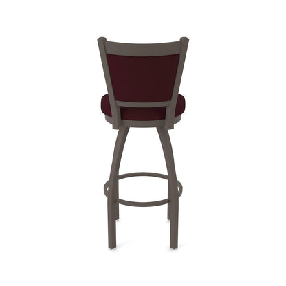 Swivel Counter Stool with Bronze Finish and Canter Bordeaux Seat and Back