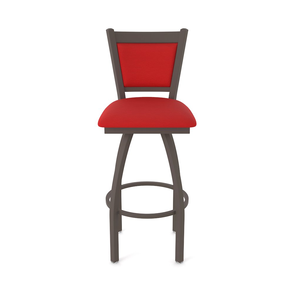 Swivel Counter Stool with Bronze Finish and Canter Red Seat and Back