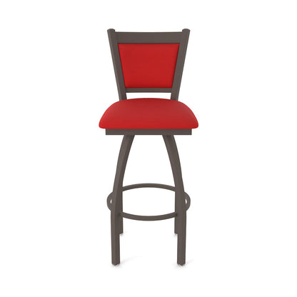 Swivel Counter Stool with Bronze Finish and Canter Red Seat and Back