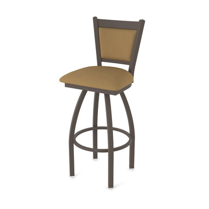 Swivel Counter Stool with Bronze Finish and Canter Saddle Seat and Back