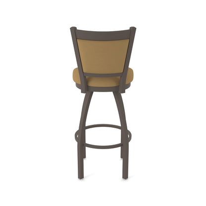 Swivel Counter Stool with Bronze Finish and Canter Saddle Seat and Back