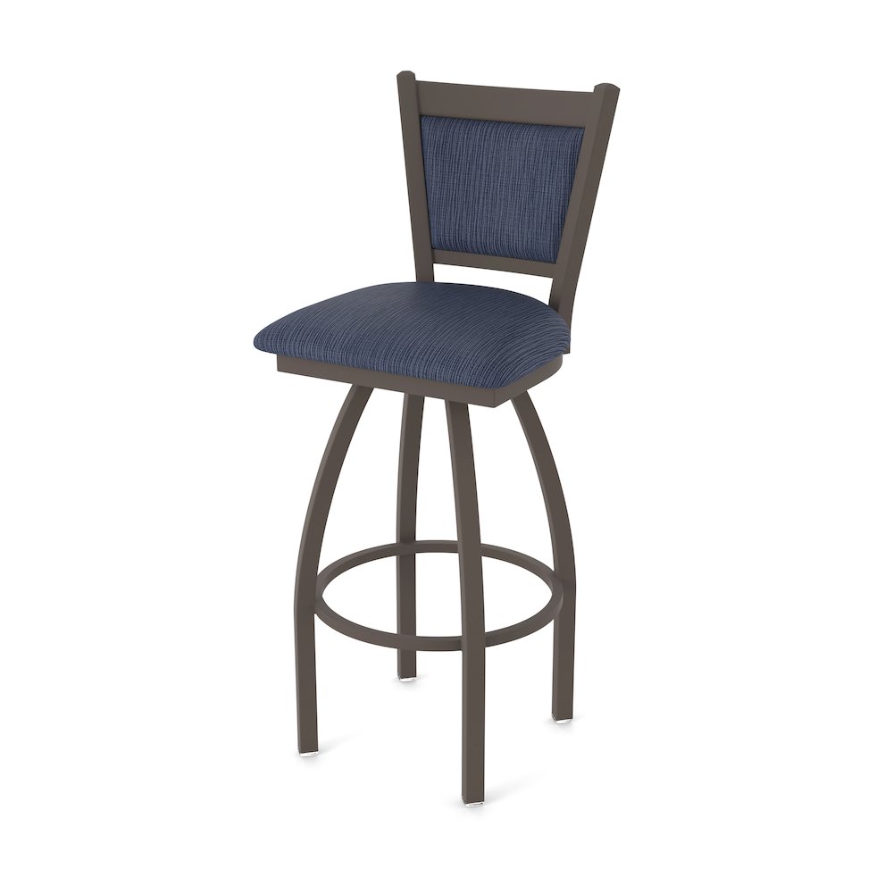 Swivel Counter Stool with Bronze Finish and Graph Anchor Seat and Back