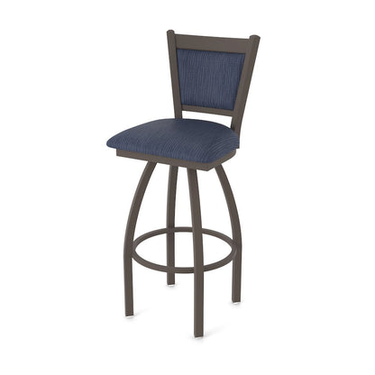 Swivel Counter Stool with Bronze Finish and Graph Anchor Seat and Back