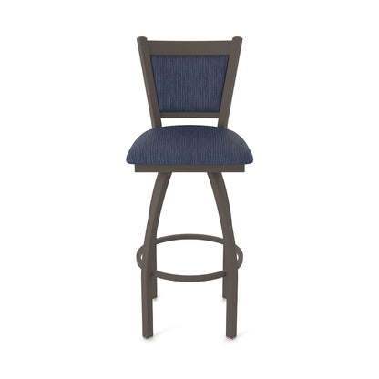 Swivel Counter Stool with Bronze Finish and Graph Anchor Seat and Back