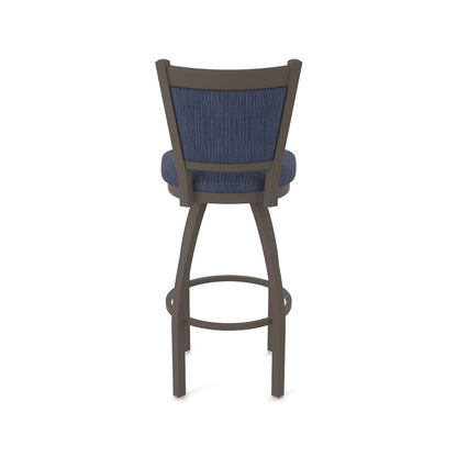 Swivel Counter Stool with Bronze Finish and Graph Anchor Seat and Back