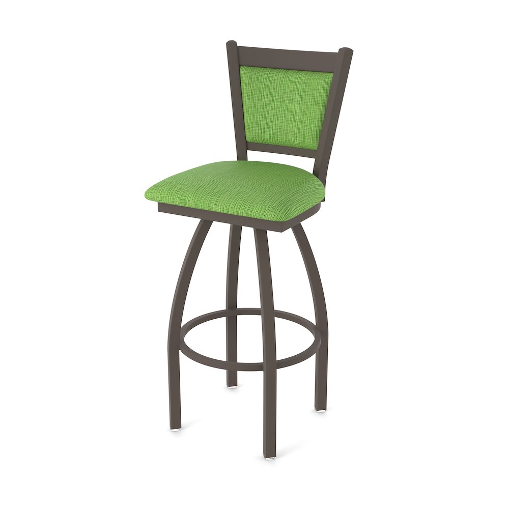 Swivel Counter Stool with Bronze Finish and Graph Parrot Seat and Back