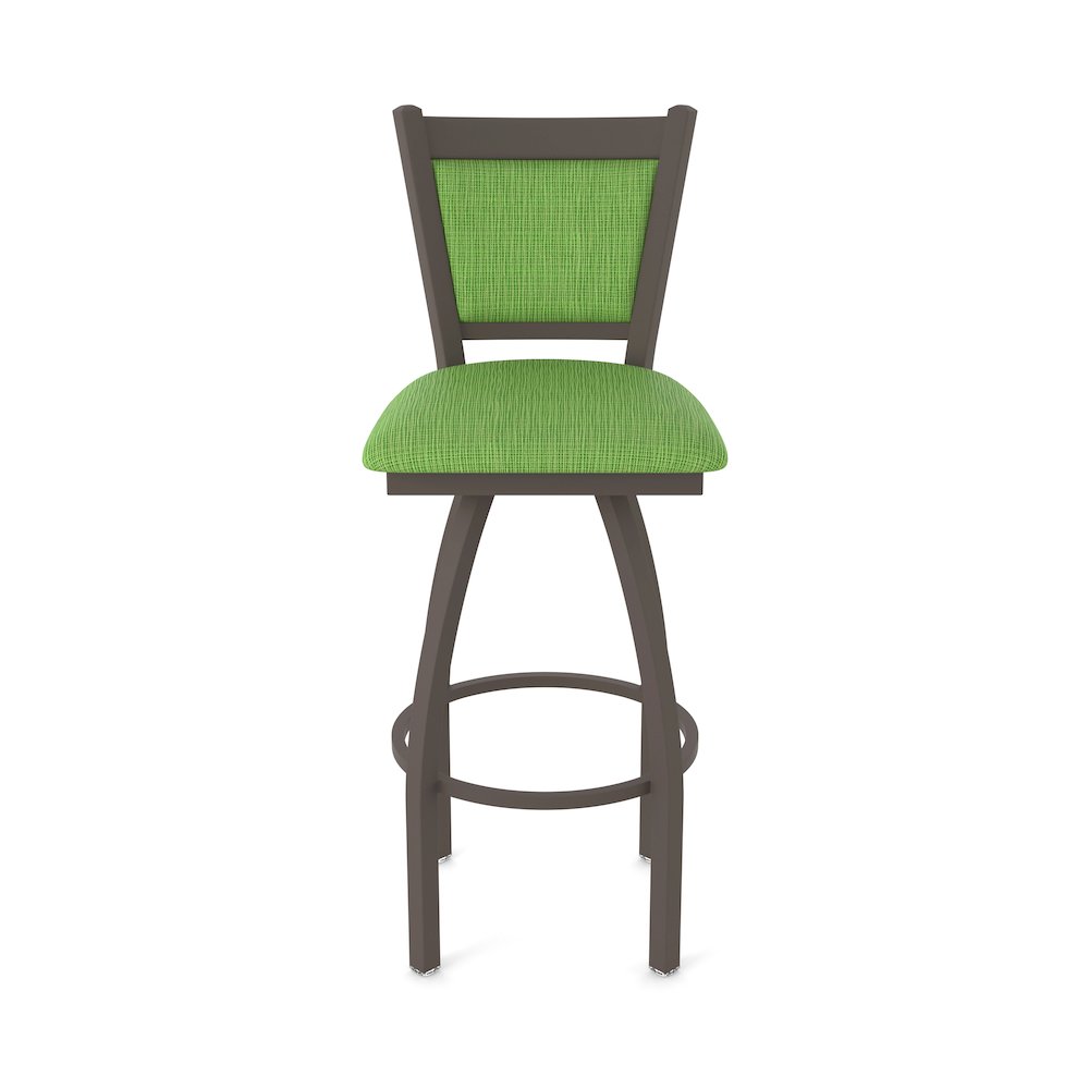 Swivel Counter Stool with Bronze Finish and Graph Parrot Seat and Back