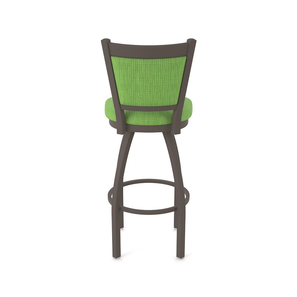 Swivel Counter Stool with Bronze Finish and Graph Parrot Seat and Back
