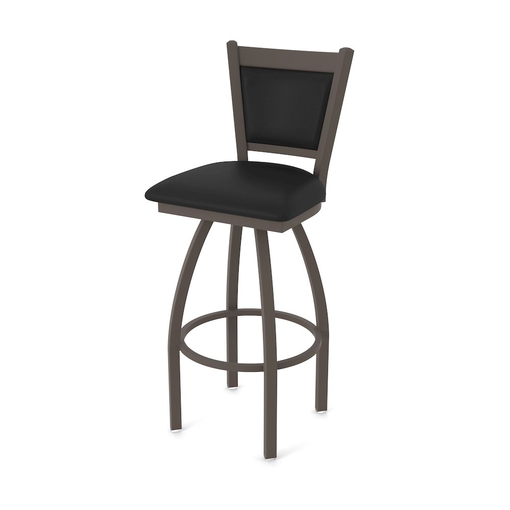 Swivel Counter Stool with Bronze Finish and Black Vinyl Seat and Back