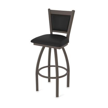 Swivel Counter Stool with Bronze Finish and Black Vinyl Seat and Back