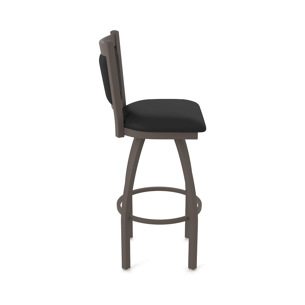 Swivel Counter Stool with Bronze Finish and Black Vinyl Seat and Back