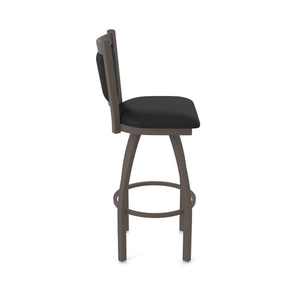 Swivel Counter Stool with Bronze Finish and Black Vinyl Seat and Back