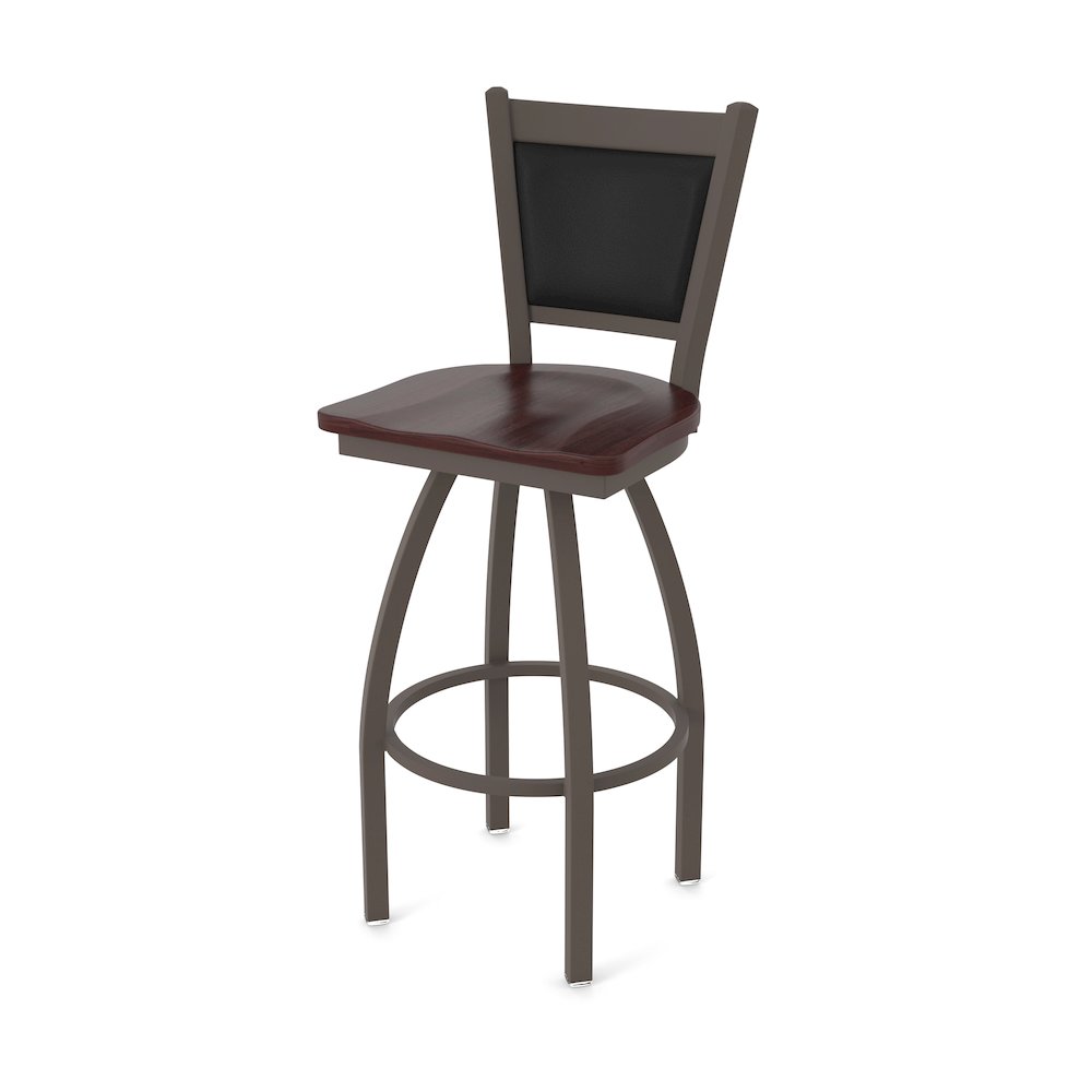 Swivel Counter Stool with Bronze Finish and Dark Cherry Maple Seat