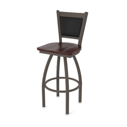 Swivel Counter Stool with Bronze Finish and Dark Cherry Maple Seat