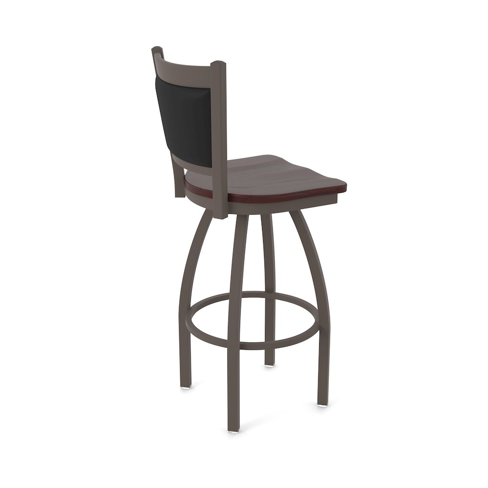 Swivel Counter Stool with Bronze Finish and Dark Cherry Maple Seat