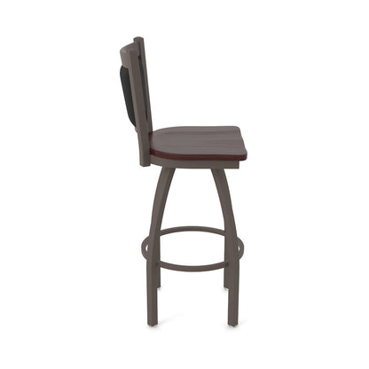 Swivel Counter Stool with Bronze Finish and Dark Cherry Maple Seat