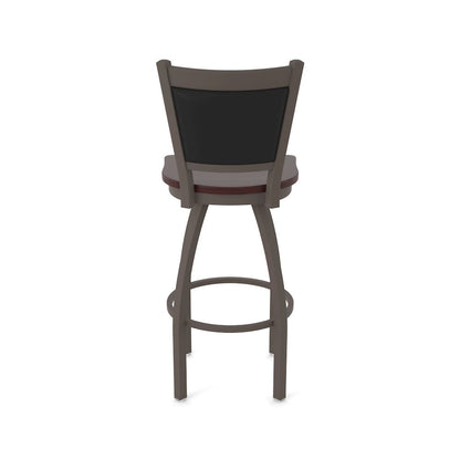 Swivel Counter Stool with Bronze Finish and Dark Cherry Maple Seat