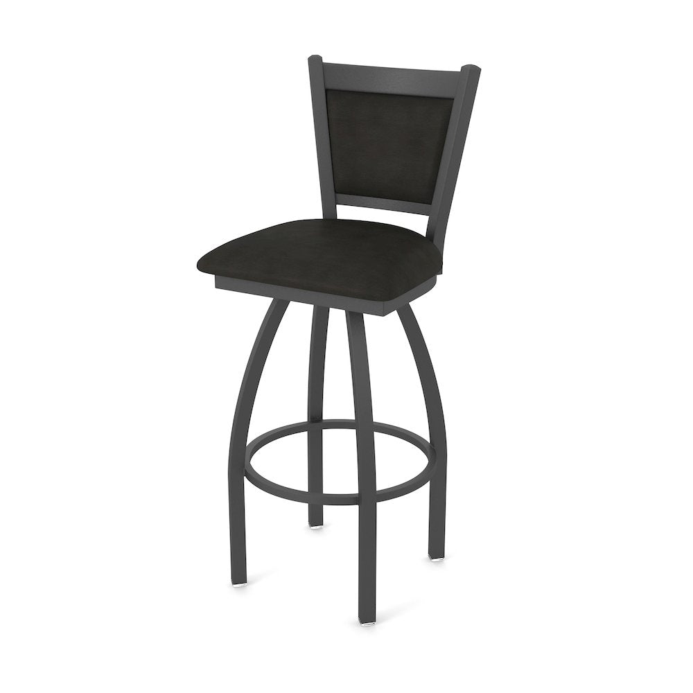 Swivel Counter Stool with Pewter Finish and Canter Espresso Seat and Back