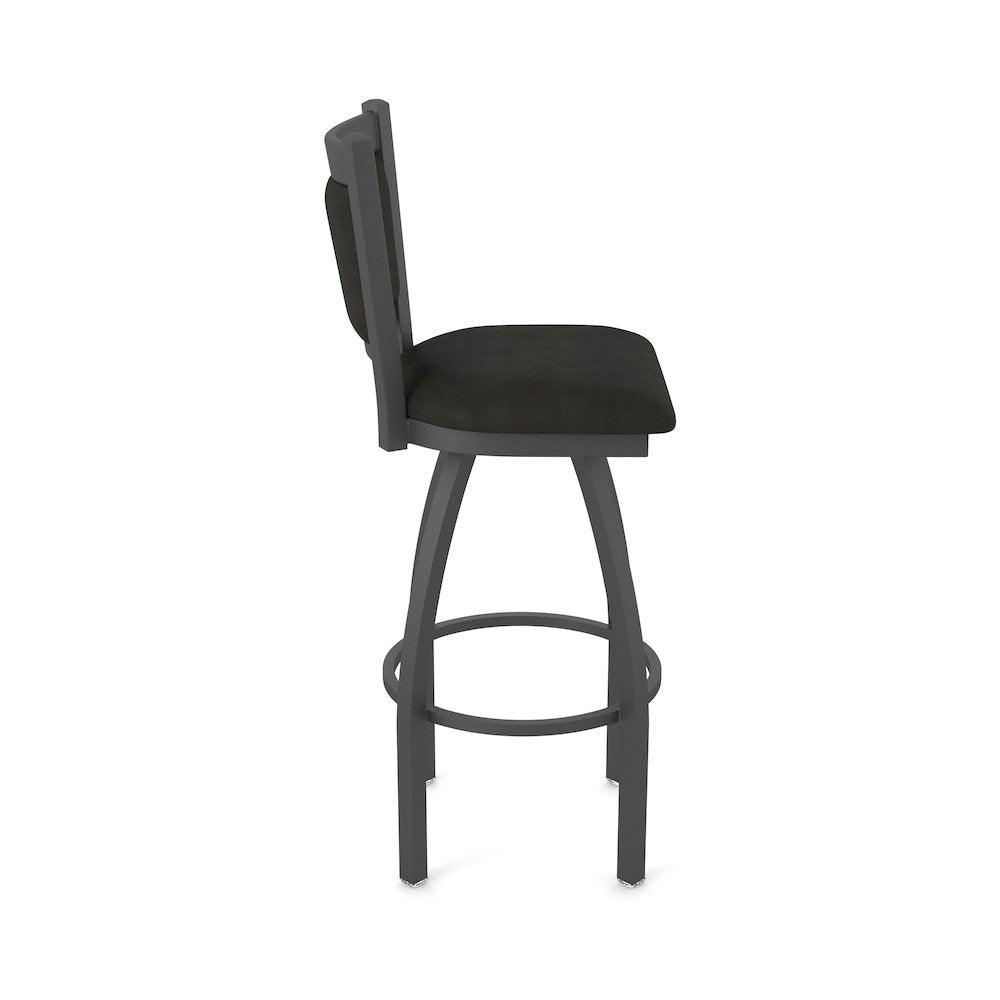 Swivel Counter Stool with Pewter Finish and Canter Espresso Seat and Back