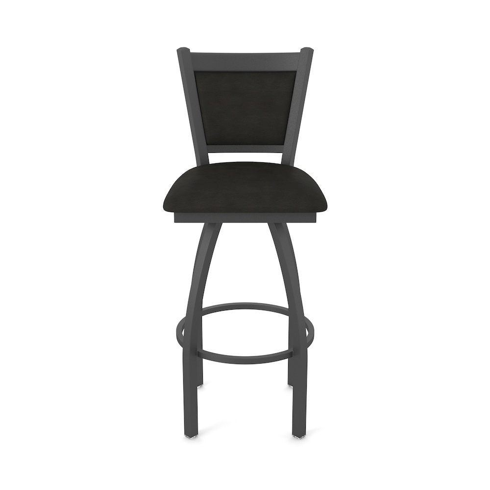 Swivel Counter Stool with Pewter Finish and Canter Espresso Seat and Back