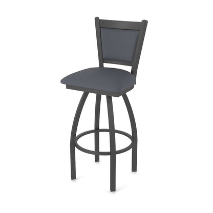 Swivel Counter Stool with Pewter Finish and Canter Storm Seat and Back