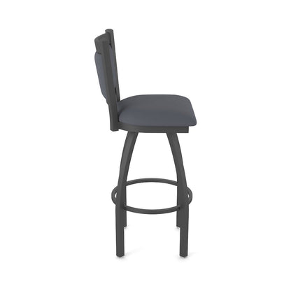 Swivel Counter Stool with Pewter Finish and Canter Storm Seat and Back
