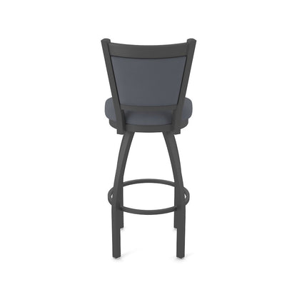 Swivel Counter Stool with Pewter Finish and Canter Storm Seat and Back