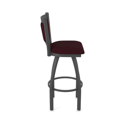 Swivel Counter Stool with Pewter Finish and Canter Bordeaux Seat and Back