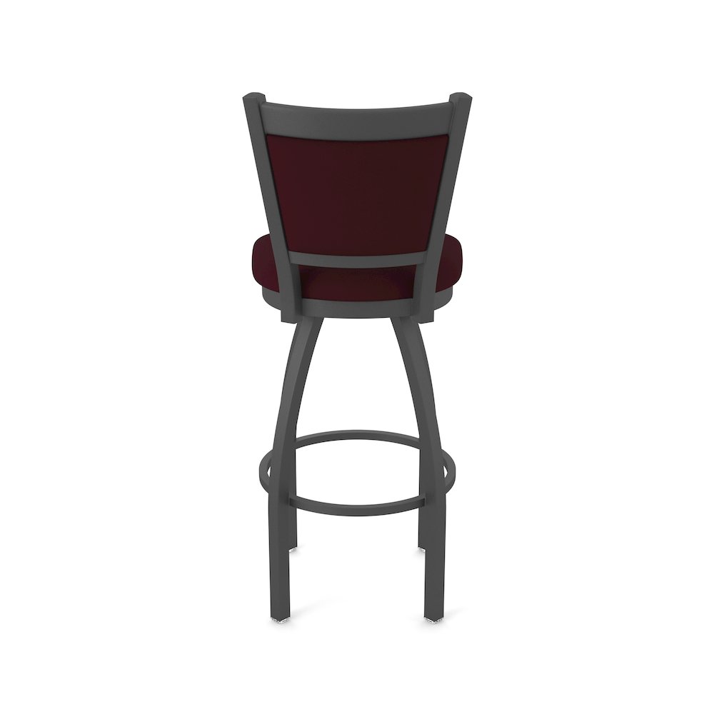 Swivel Counter Stool with Pewter Finish and Canter Bordeaux Seat and Back
