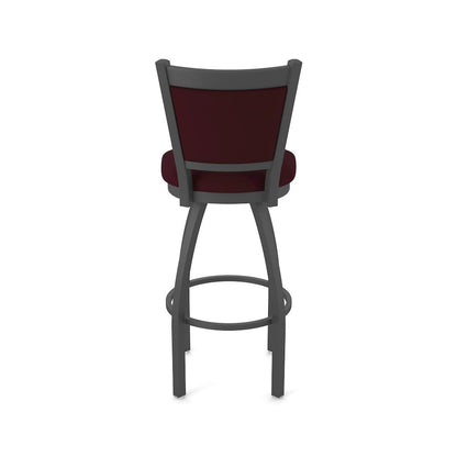 Swivel Counter Stool with Pewter Finish and Canter Bordeaux Seat and Back