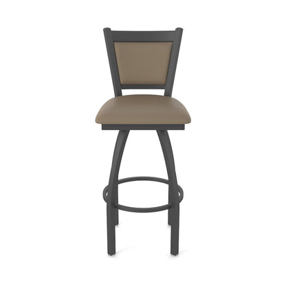 Swivel Counter Stool with Pewter Finish and Canter Earth Seat and Back
